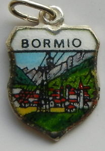 (image for) Bormio Italy - Tram - Vintage Enamel Travel Shield Charm